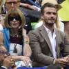 David Beckham et Anna Wintour lors de la finale de l'US Open entre Roger Federer et Novak Djokovic à l'USTA Billie Jean King National Tennis Center de Flushing dans le Queens à New York, le 13 septembre 2015