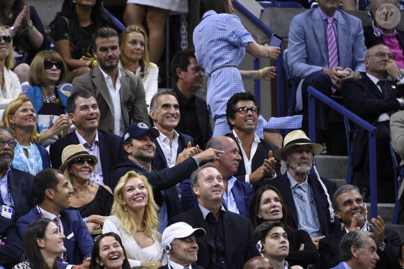 Bradley Cooper et Sean Connery lors de la finale de l'US Open à l'USTA Billie Jean King National Tennis Center de Flushing dans le Queens à New York le 13 septembre 2015