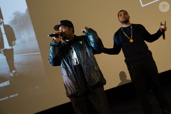 Ice Cube (O'Shea Jackson) et son fils O'Shea Jackson Jr. - Avant-première du film "N.W.A. - Straight Outta Compton" à l'UGC ciné cité Bercy à Paris le 24 août 2015