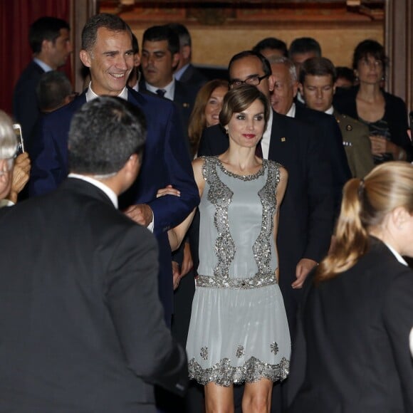 Le roi Felipe VI et la reine Letizia d'Espagne au Festival du film espagnol de Miami le 17 septembre 2015, au théâtre Olympia, dans le cadre de leur visite officielle aux Etats-Unis.