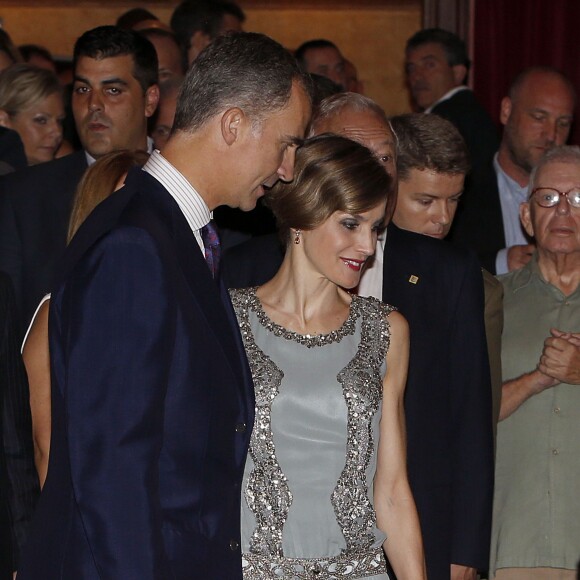 Le roi Felipe VI et la reine Letizia d'Espagne au Festival du film espagnol de Miami le 17 septembre 2015, au théâtre Olympia, dans le cadre de leur visite officielle aux Etats-Unis.