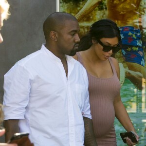 Kanye West et Kim Kardashian, enceinte, vont déjeuner au Cafe Habana à Malibu. Le 20 septembre 2015.
