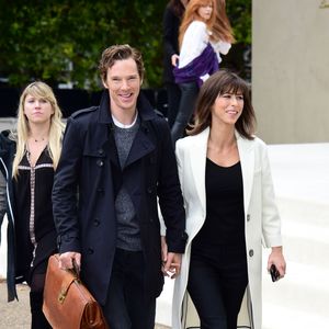 Benedict Cumberbatch et son épouse Sophie Hunter assistent au défilé Burberry Prorsum (collection printemps-été 2016) à Hyde Park. Londres, le 21 septembre 2015.