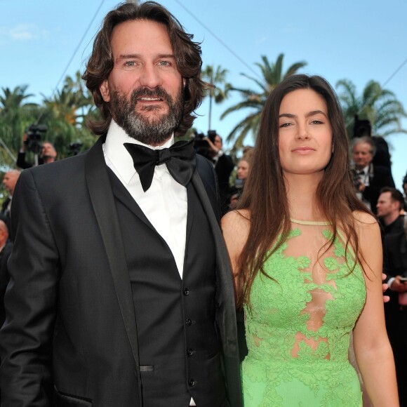 Fréderic Beigbeder et sa femme Lara Micheli - Montée des marches du film " Saint-Laurent" lors du 67e Festival du film de Cannes, à Cannes le 17 mai 2014