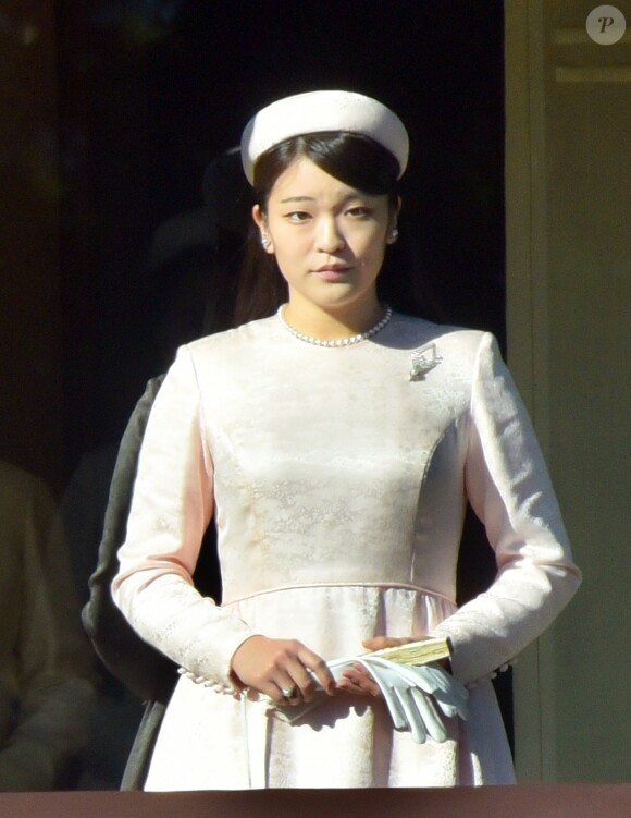 La princesse Mako d'Akishino le 23 décembre 2014 au balcon du palais impérial, à Tokyo, lors des célébrations du 81e anniversaire de l'empereur Akihito du Japon.