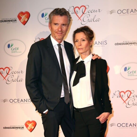 Denis Brogniart et sa femme Hortense - Personnalités au gala "Par Coeur" pour les 10 ans de l'association "Cekedubonheur" au pavillon d'Armenonville à Paris. Le 24 septembre 2015.