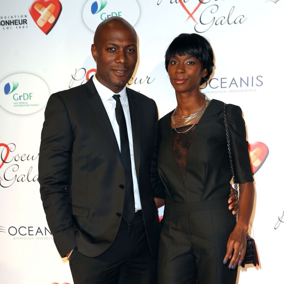 Harry Roselmack et sa femme Chrislaine - Personnalités au gala "Par Coeur" pour les 10 ans de l'association "Cekedubonheur" au pavillon d'Armenonville à Paris. Le 24 septembre 2015.