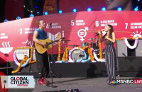 Chris Martin et Ariana Grande au Global Citizen Festival à New York le 26 septembre 2015.