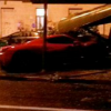 La Ferrari de Martin Caceres après son accident de voiture à Turin le 28 septembre 2015.