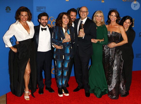 Jeffrey Tambor, Judith Light et guest - Pressroom lors de la 72ème cérémonie annuelle des Golden Globe Awards à Beverly Hills, le 11 janvier 2015