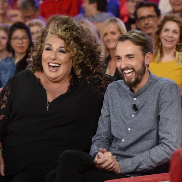 Marianne James et Christophe Willem - Enregistrement de l'émission "Vivement Dimanche" consacrée à Chrsitophe Willem, à Paris le 29 septembre 2015. Diffusion le 4 octobre 2015.