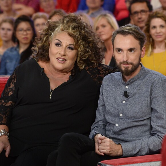 Marianne James et Christophe Willem - Enregistrement de l'émission "Vivement Dimanche" consacrée à Chrsitophe Willem, à Paris le 29 septembre 2015. Diffusion le 4 octobre 2015.