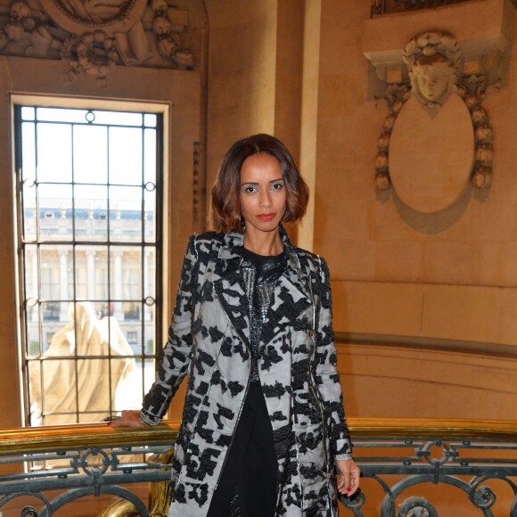 Sonia Roland assiste au défilé Guy Laroche (collection printemps-été 2016) au Grand Palais. Paris, le 30 septembre 2015.