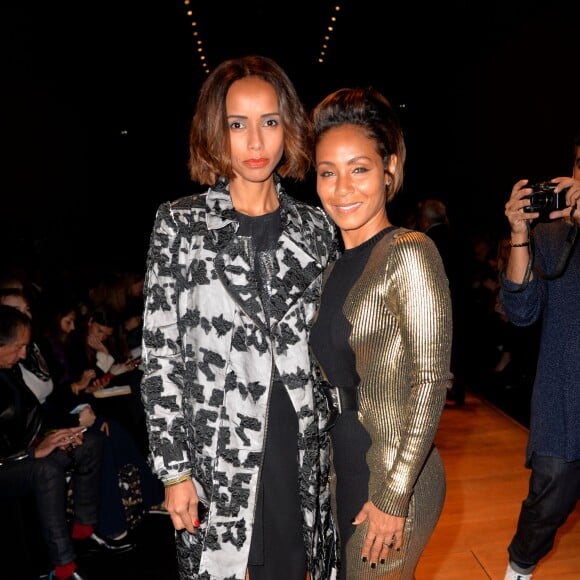 Sonia Rolland et Jada Pinkett Smith, spectatrices stars du défilé Guy Laroche (collection printemps-été 2016) au Grand Palais. Paris, le 30 septembre 2015.