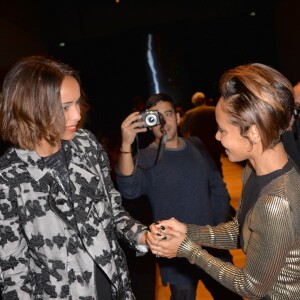 Sonia Rolland et Jada Pinkett Smith assistent au défilé Guy Laroche (collection printemps-été 2016) au Grand Palais. Paris, le 30 septembre 2015.