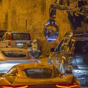 Les scènes de course-poursuite filmées par Sam Mendes à Rome pour le film Spectre. Le 9 mars 2015.
