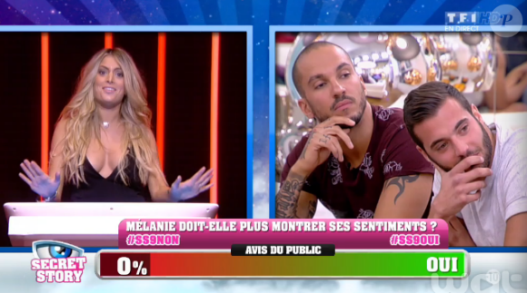 Nicolas et Mélanie dans l'hebdo de Secret Story 9, le 2 octobre 2015, sur NT1