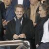 Nicolas Sarkozy et Vincent Labrune au Parc des Princes lors du match entre le Paris Saint-Germain et l'Olympique de Marseille, le 4 octobre 2015