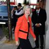 Theresa May arrive au sommet Women in the World à Londres, le 9 octobre 2015