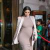 Kim Kardashian, enceinte, Kourtney, Khloé Kardashian et Kylie Jenner quittent le restaurant Cipriani Club 55 à New York. Le 14 septembre 2015.