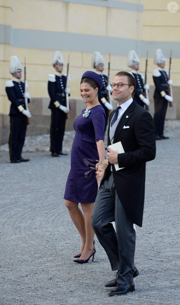 La princesse Victoria (enceinte), le prince Daniel de Suède - Baptême du prince Nicolas de Suède à la chapelle du palais Drottningholm à Stockholm, le 11 octobre 2015.