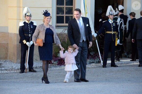 Nathalie Werner, Dag Werner - Arrivées au baptême du prince Nicolas de Suède à la chapelle du palais Drottningholm à Stockholm, le 11 octobre 2015