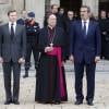 La famille du défunt lors du recueillement en la chapelle ardente en l'honneur de l'infant Carlos, prince de Bourbon-Siciles et duc de Calabre, cousin germain de Juan Carlos Ier, le 7 octobre 2015 au monastère de l'Escurial au nord de Madrid.