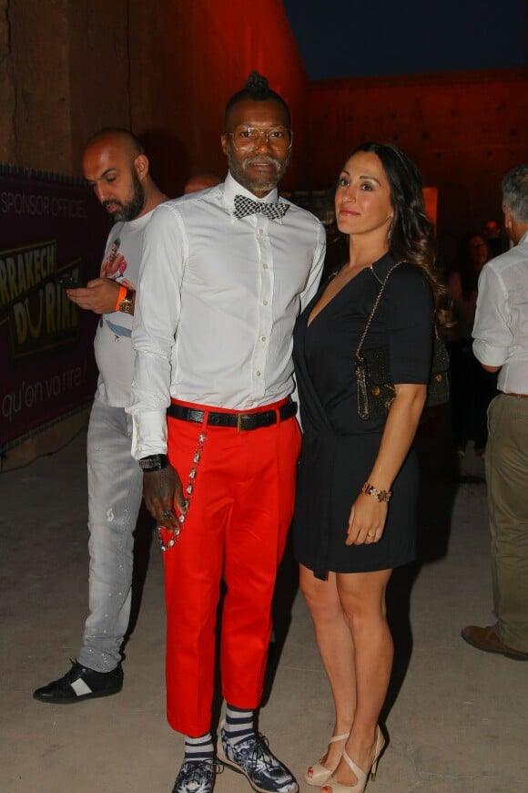 Djibril Cissé et sa compagne Marie-Cécile Lenzini lors de l'ouverture du Festival Marrakech du Rire 2015 le 13 juin 2015 à Marrakech