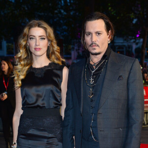 Johnny Depp et sa femme Amber Heard - Avant-première du film "Black Mass" lors du Festival BFI à Londres, le 11 octobre 2015.