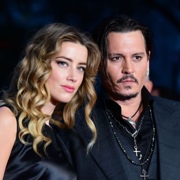 Johnny Depp et sa femme Amber Heard - Avant-première du film "Black Mass" lors du Festival BFI à Londres, le 11 octobre 2015.