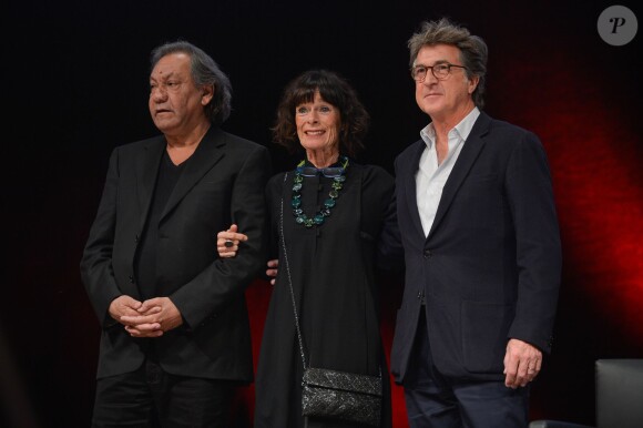 Director Tony Gatlif with actors Geraldine Chaplin and Francois Cluzet at the Prix Lumiere Ceremony as part of the 7th Festival Lumiere in Lyon, France on October 16, 2015. Photo Julien Reynaud/APS-Medias/ABACAPRESS.COM17/10/2015 - Lyon