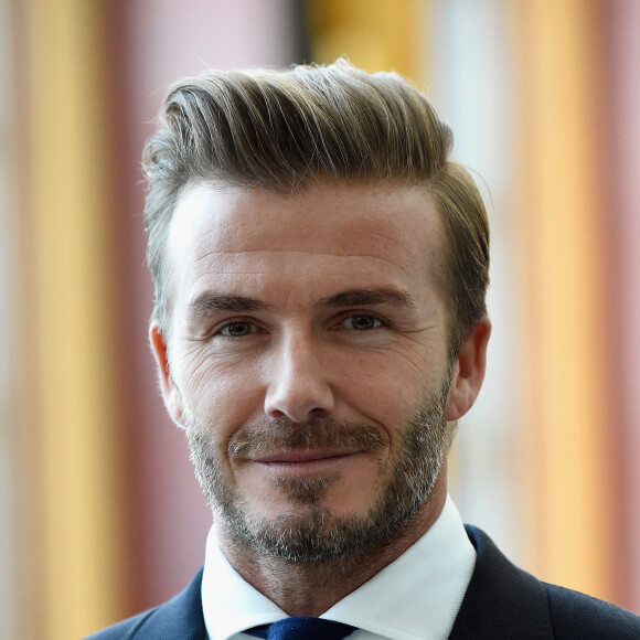 David Beckham, ambassadeur de l'UNICEF, soutient une oeuvre pour promouvoir la voix de l'enfant à l'ONU. New York le 24 septembre 2015.