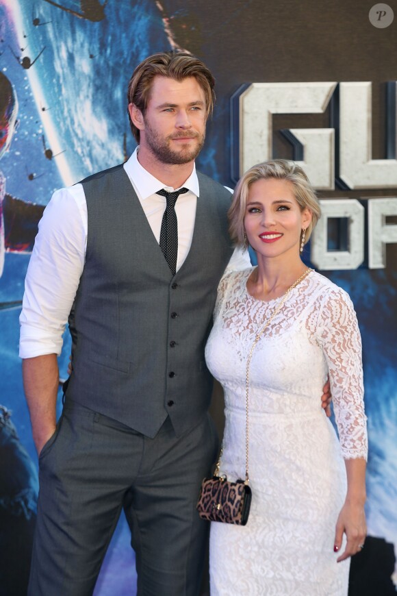 Chris Hemsworth et Elsa Pataky - Première de « Guardians of the Galaxy » à Londres, le 24 juillet 2014.