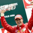 Michael Schumacher après sa victoire au Grand Prix des Etats-Unis, sur le Speed Motorway d'Indianapolis, en juillet 2006
