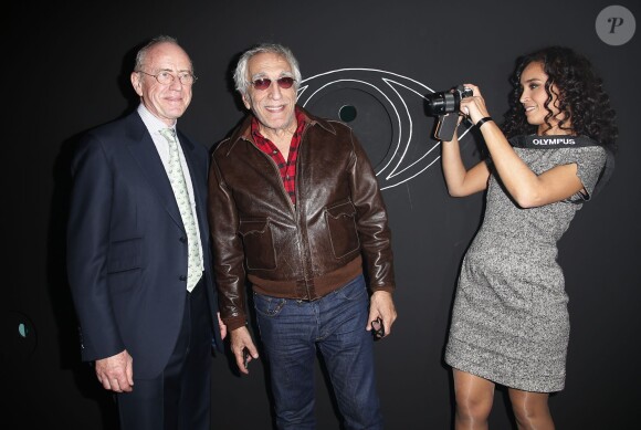 Didier Quilain (président d'Olympus France-Benelux), Gérard Darmon, Aïda Touihri - Inauguration du Perspective Playground by Olympus au palais de Tokyo à Paris, le 27 octobre 2015. © Marc Ausset-Lacroix/Bestimage