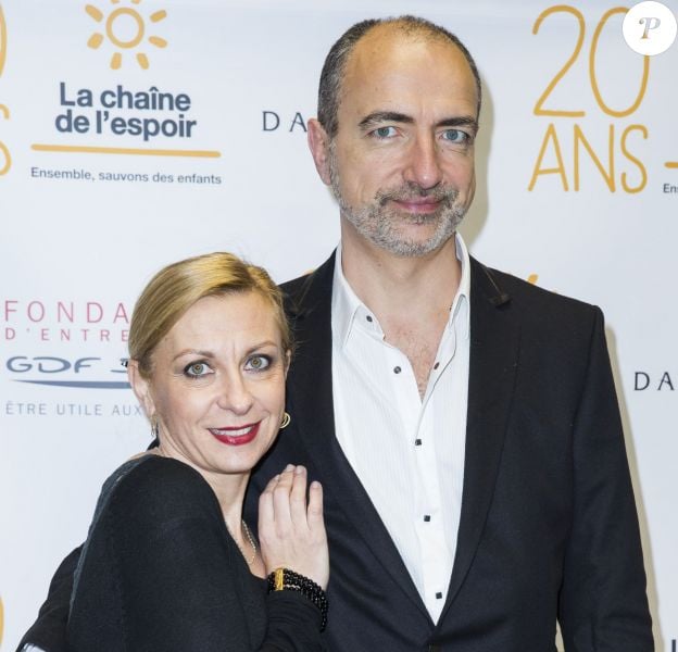 Natalie Dessay et son époux Laurent Naouri - 20 ans de la chaine de l'Espoir à la grande galerie de l'Evolution à Paris le 11 décembre 2014. 