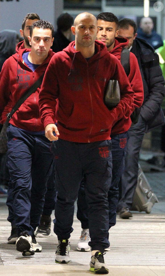 Javier Mascherano à l'aéroport de Manchester le 24 février 2015