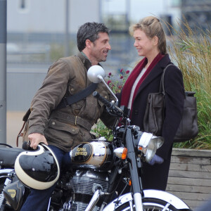 Patrick Dempsey et Renée Zellweger sur le tournage du film "Bridget Jones 3" au Stratford Olympic Park à Londres, le 6 novembre 2015.