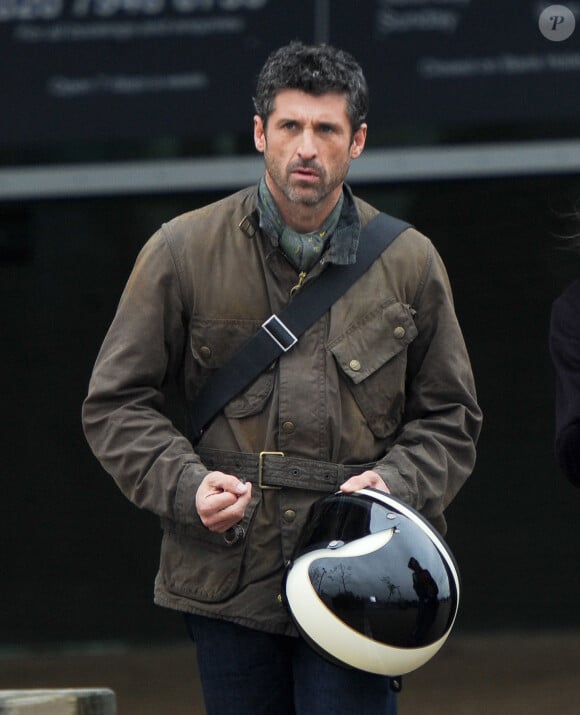 Patrick Dempsey sur le tournage du film "Bridget Jones 3" au Stratford Olympic Park à Londres, le 6 novembre 2015.
