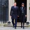 David Cameron et sa femme Samantha Cameron en route pour les cérémonies du "Remembrance Day" au Cénotaphe de Whitehall à Londres, le 8 novembre 2015