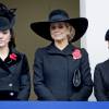 Kate Middleton, la reine Maxima des Pays-Bas et Sophie, comtesse de Wessex lors des cérémonies du "Remembrance Day" au Cénotaphe de Whitehall à Londres, le 8 novembre 2015