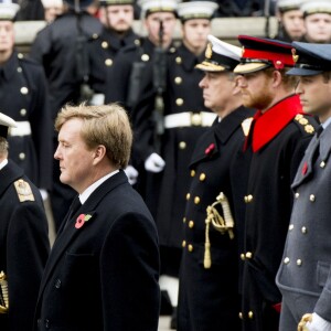 Le prince Harry et le prince William lors des cérémonies du "Remembrance Day" au Cénotaphe de Whitehall à Londres, le 8 novembre 2015