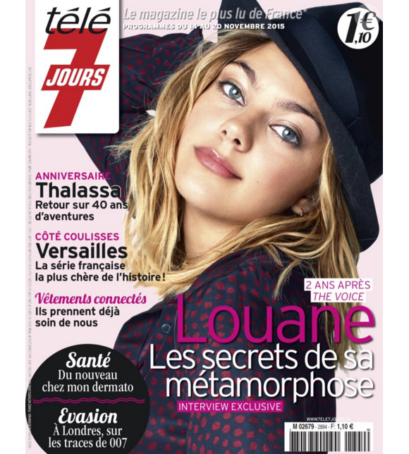 Louane Emera en couverture de Télé 7 Jours, le 9 novembre 2015 en kiosques