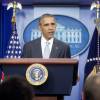 Barack Obama prend la parole depuis la Maison Blanche suite aux attentats parisiens, à Washington le 13 novembre 2015.