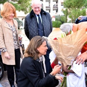 La princesse Stéphanie de Monaco participe au départ de la 16ème "No Finish Line" à Monaco le 14 novembre 2015. Cette édition est placée sous le signe de la solidarité envers la France après les attentats de vendredi soir à Paris, une minute de silence a été observée juste avant le départ, toutes les festivités musicales et autres ont été supprimées.