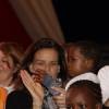La princesse Stéphanie de Monaco participe au départ de la 16ème "No Finish Line" à Monaco le 14 novembre 2015. Cette édition est placée sous le signe de la solidarité envers la France après les attentats de vendredi soir à Paris, une minute de silence a été observée juste avant le départ, toutes les festivités musicales et autres ont été supprimées.
