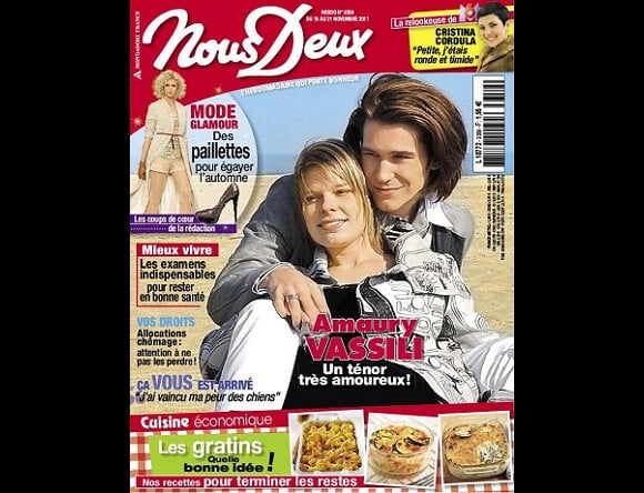 Amaury Vassili et sa chérie en couverture de Nous Deux, en 2011
