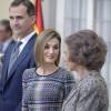 Le roi Felipe VI et la reine Letizia, avec le roi Juan Carlos Ier et la reine Sofia, ont remis le 17 novembre 2015 au palais royal du Pardo les Prix nationaux du Sport 2014.