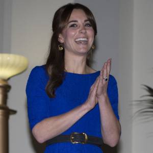 Kate Middleton, duchesse de Cambridge, prenait part le 17 novembre 2015 au gala annuel des Fostering Excellence Awards décernés par l'association The Fostering Network, à Londres, vêtue d'une robe Saloni.