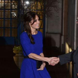 Kate Middleton, duchesse de Cambridge, prenait part le 17 novembre 2015 au gala annuel des Fostering Excellence Awards décernés par l'association The Fostering Network, à Londres, vêtue d'une robe Saloni.